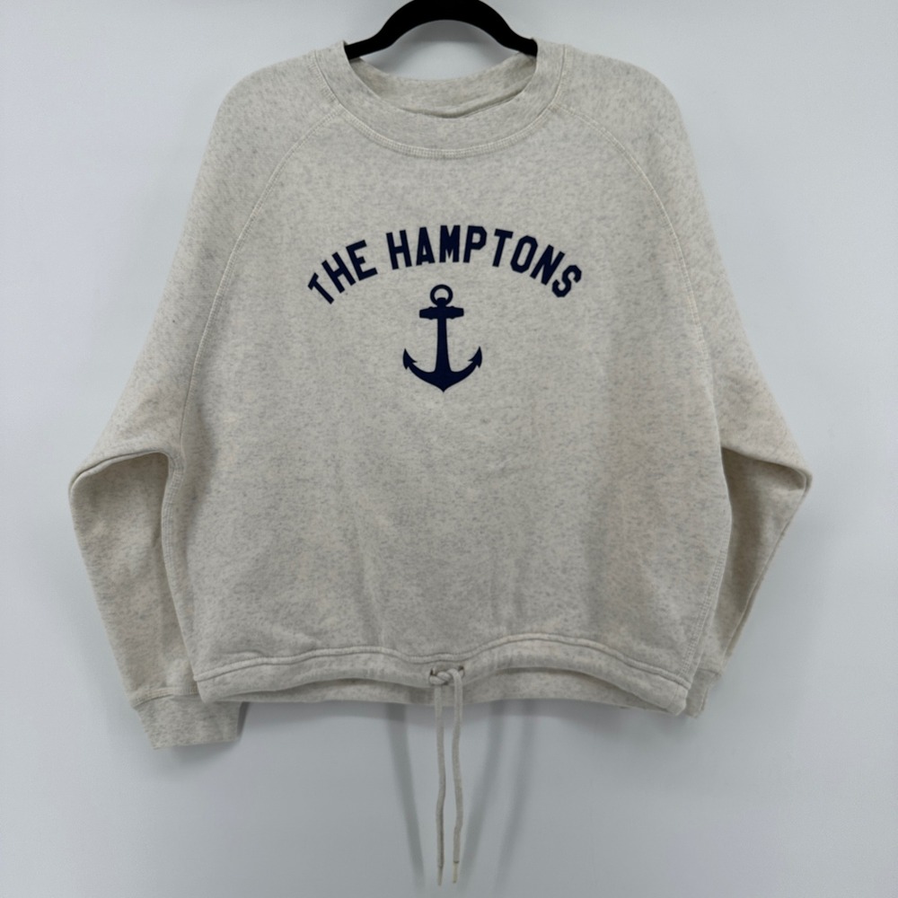 The Hamptons Anchor Graphic Drawstring Hem Sweatshirt Oatmeal Heather XL
